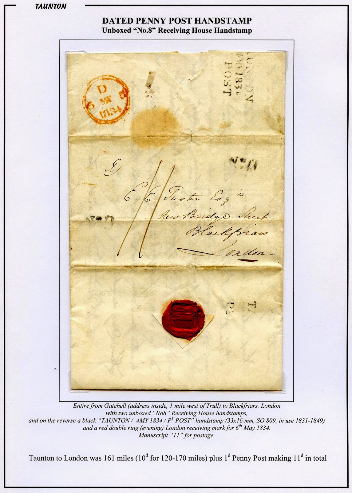Somerset (& Bristol) Postal History: Taunton Penny Post - unboxed 