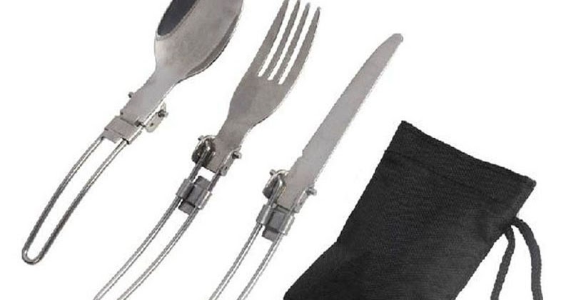 gambar sendok garpu dan pisau lipat camping