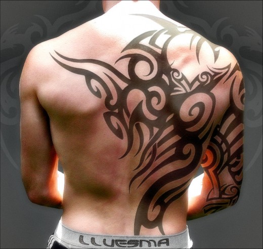 Upper Back Tattoo Male