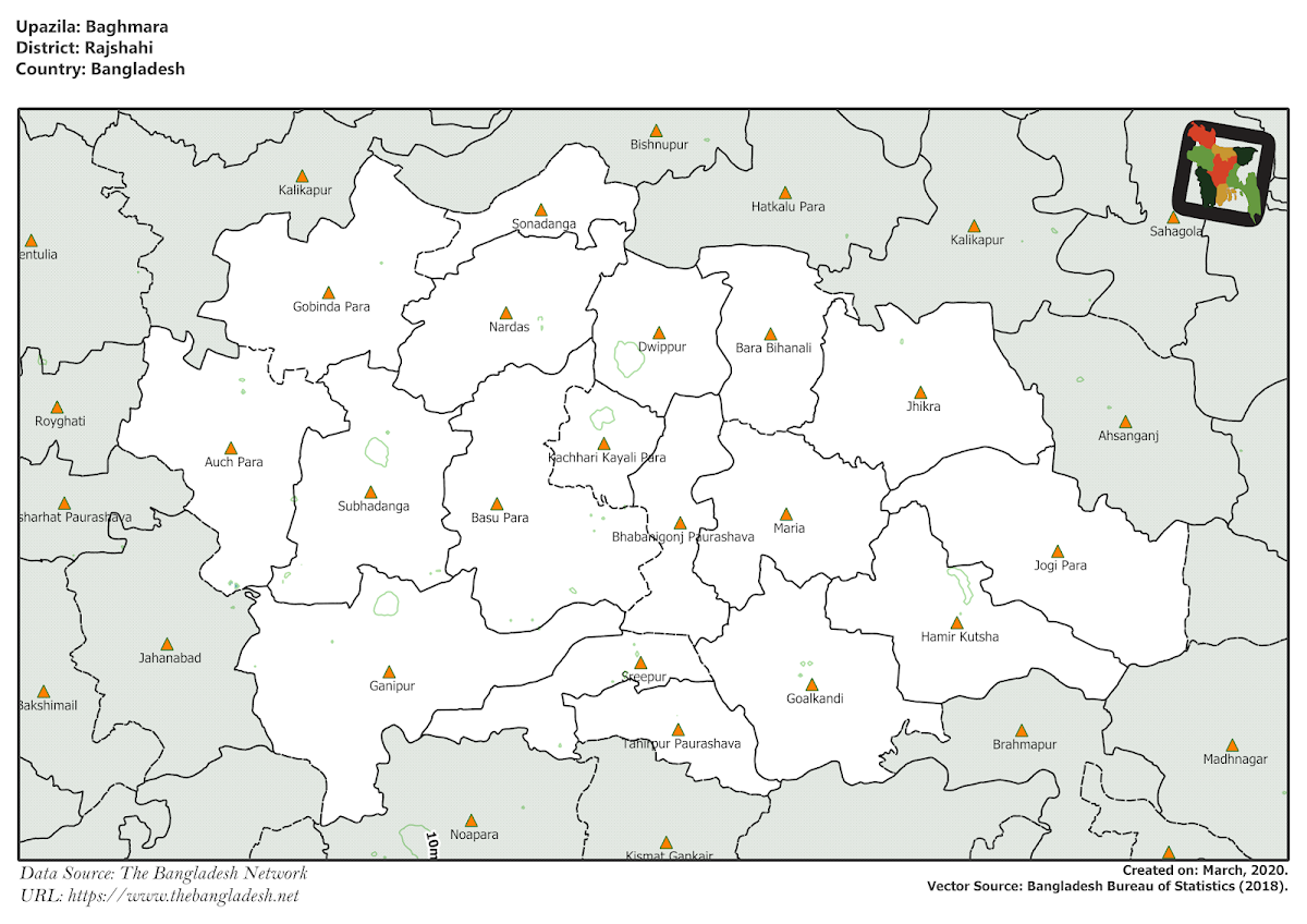 Bagmara Upazila Elevation Map Rajshahi District Bangladesh