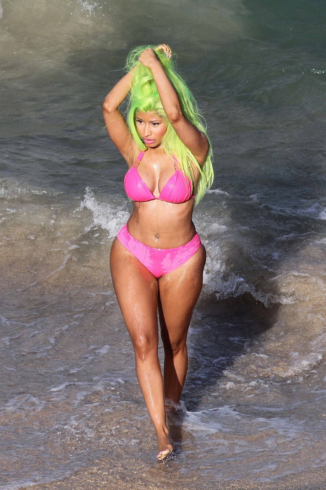 Nicki Minaj Green Bikini.