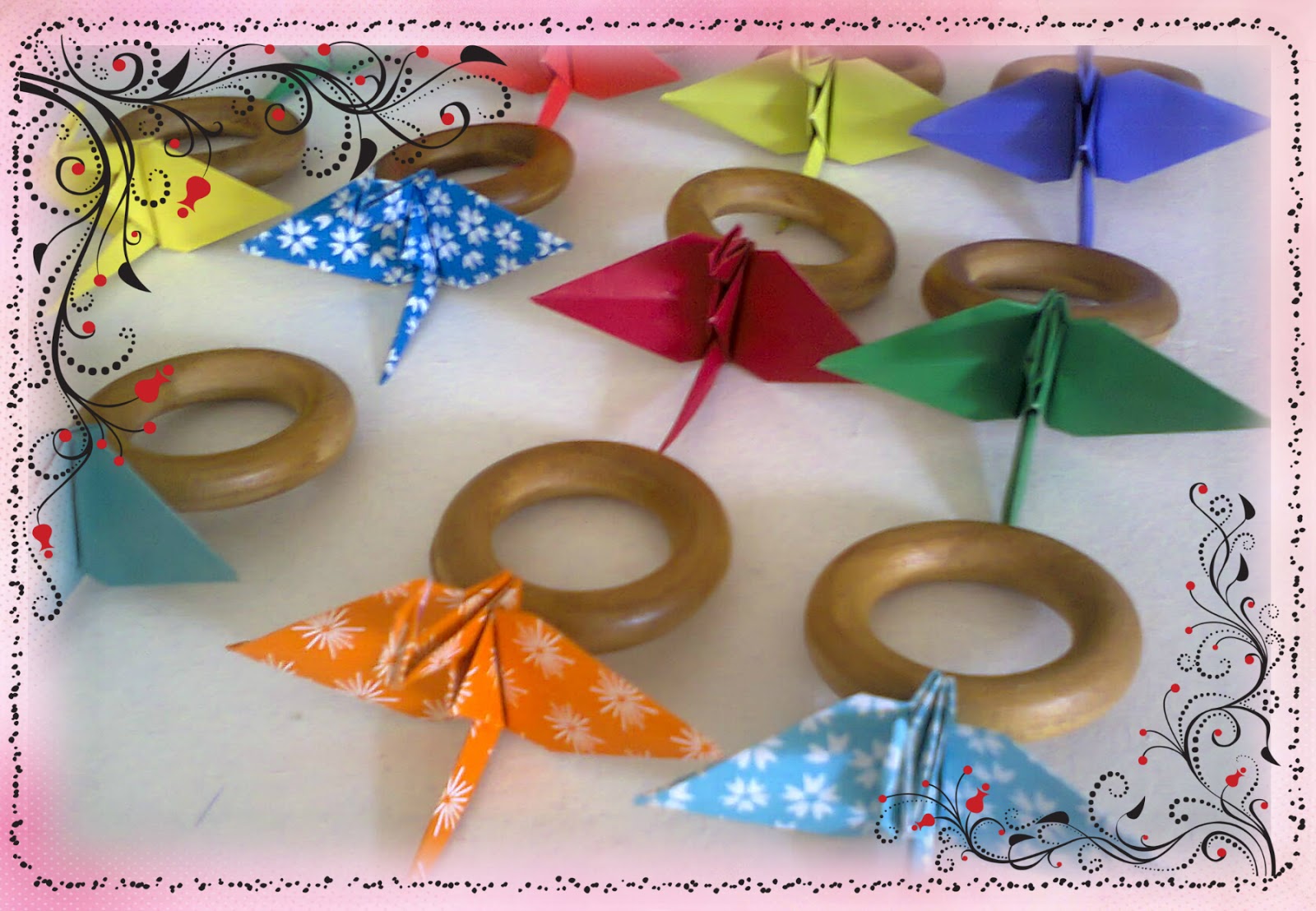 Ateliê da Lagartixa Porta guardanapo com tsuru de origami