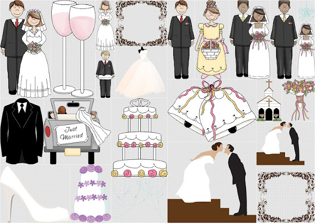 Clipart con Caricaturas para Bodas. 