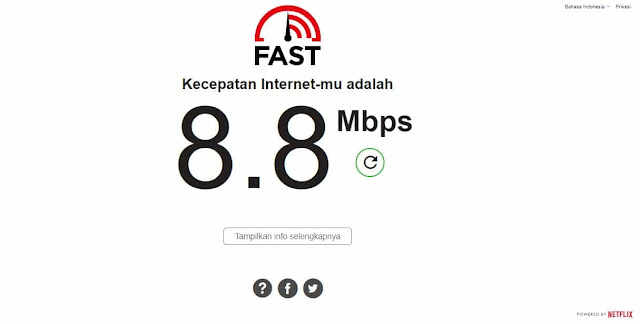 Cara Cek Kecepatan Internet Melalui Fast.com