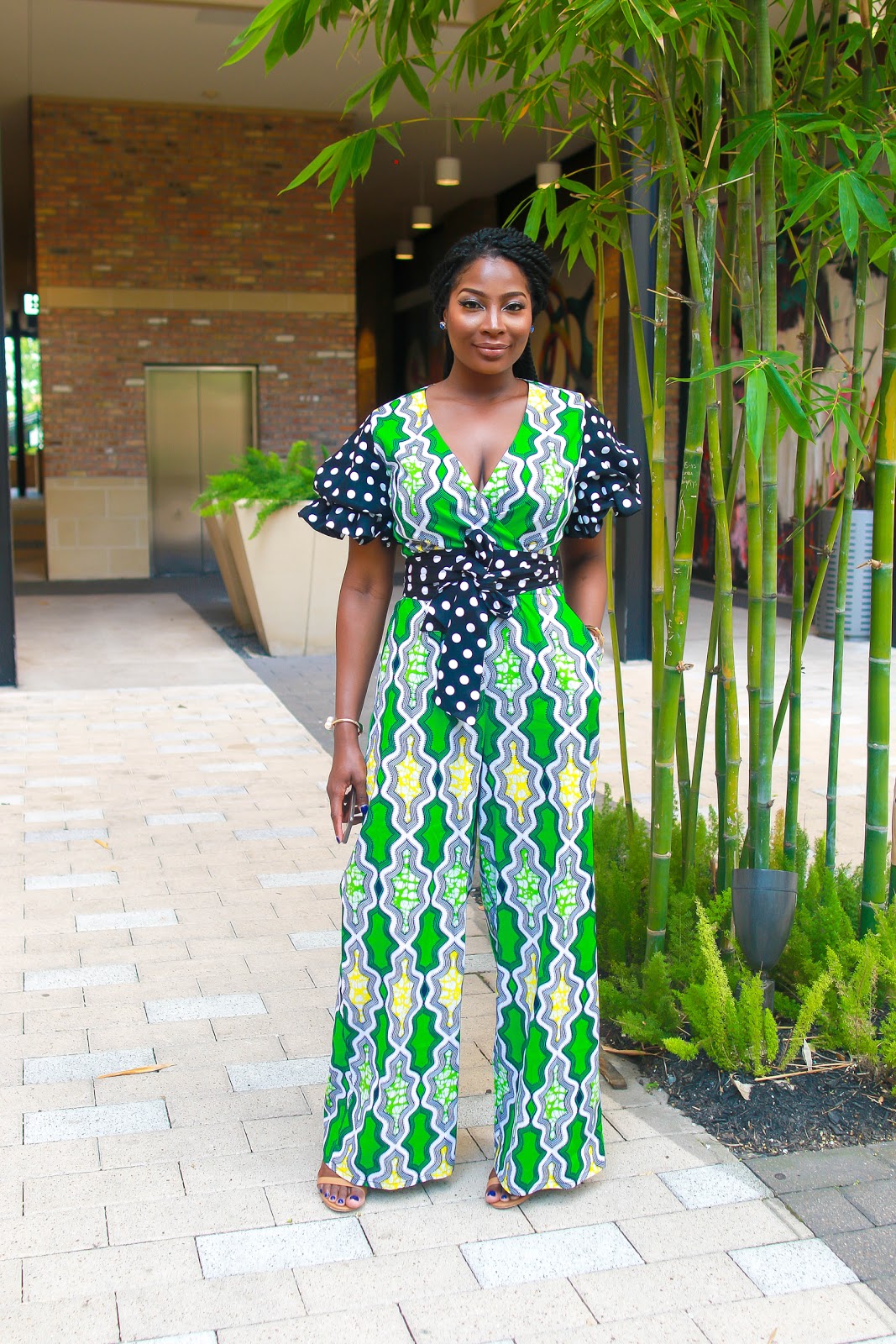 mixed print jumpsuit