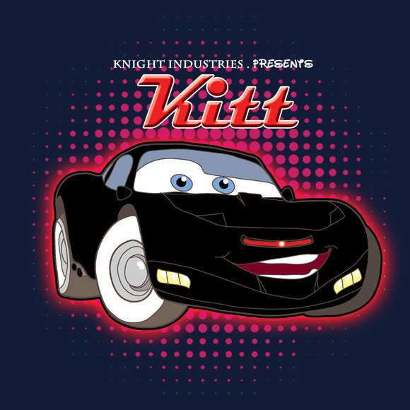 Today's T: 今日のもし、「ナイトライダー」のスーパーカー、K.I.T.T. が、「カーズ」のキャラクターだったなら ? ! Tシャツ