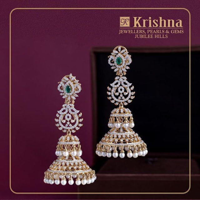 Rich Diamond Jhumkas by Krishna Jewellers