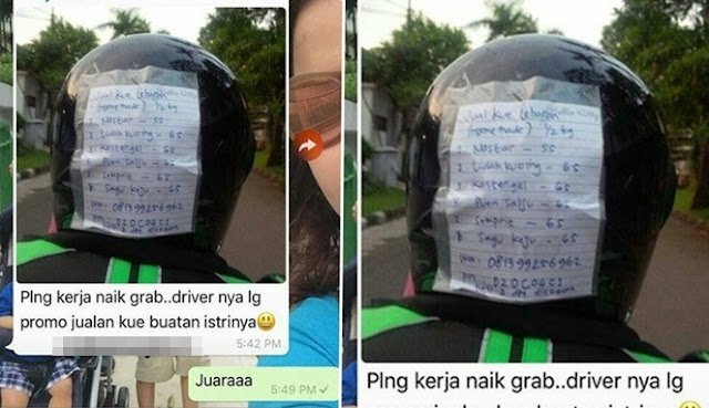 Viral, Driver Ojek Online Ini Menempelkan Daftar Dagangan Istri di Helm, Netizen Terharu!