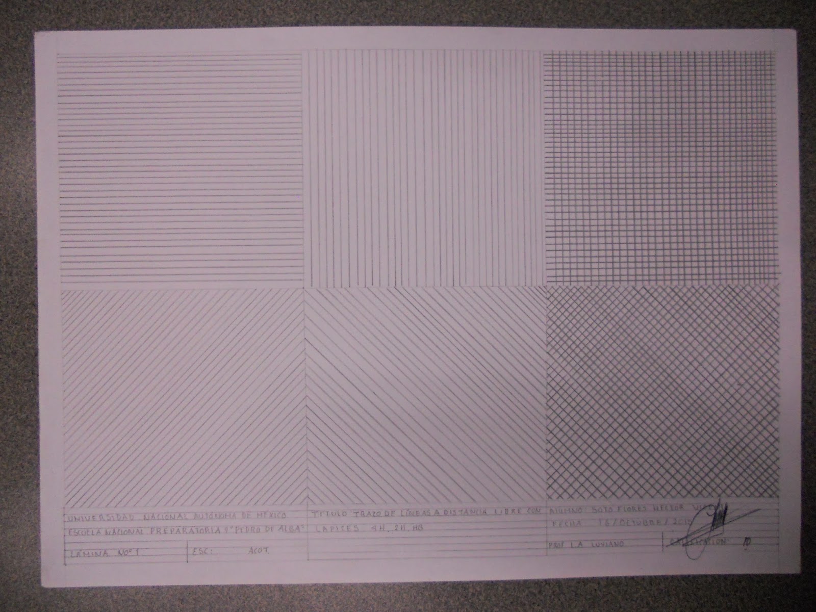 DIBUJO CONSTRUCTIVO II LÁMINA 1 LÍNEAS HORIZONTALES Y VERTICALES