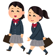 通学している女子学生のイラスト（ブレザー）