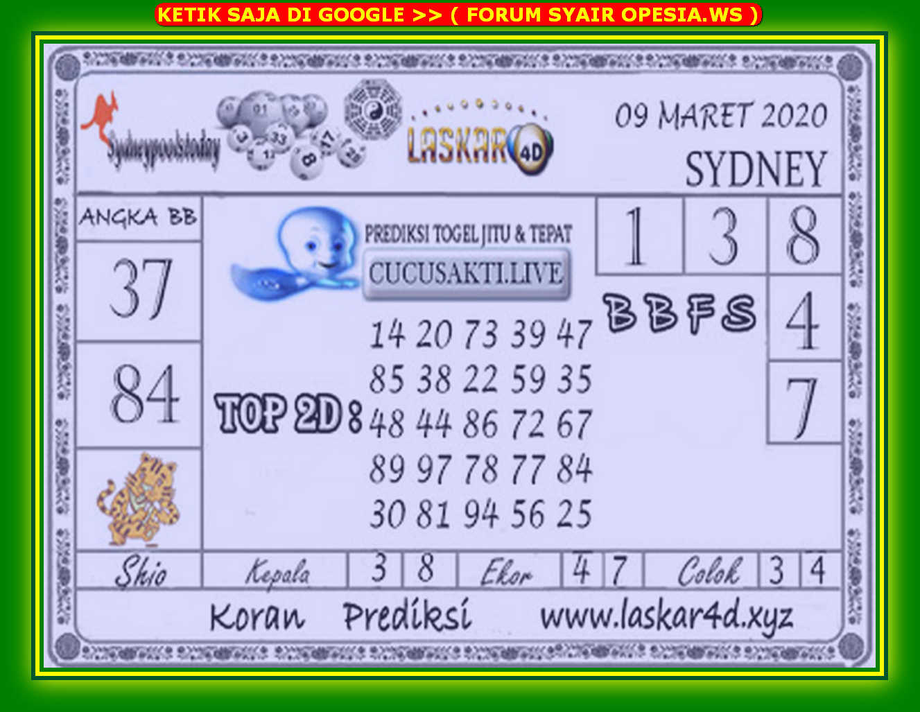Kode Syair Sydney 9 Maret 2020 Forum Syair Togel Hongkong Singapura Sydney
