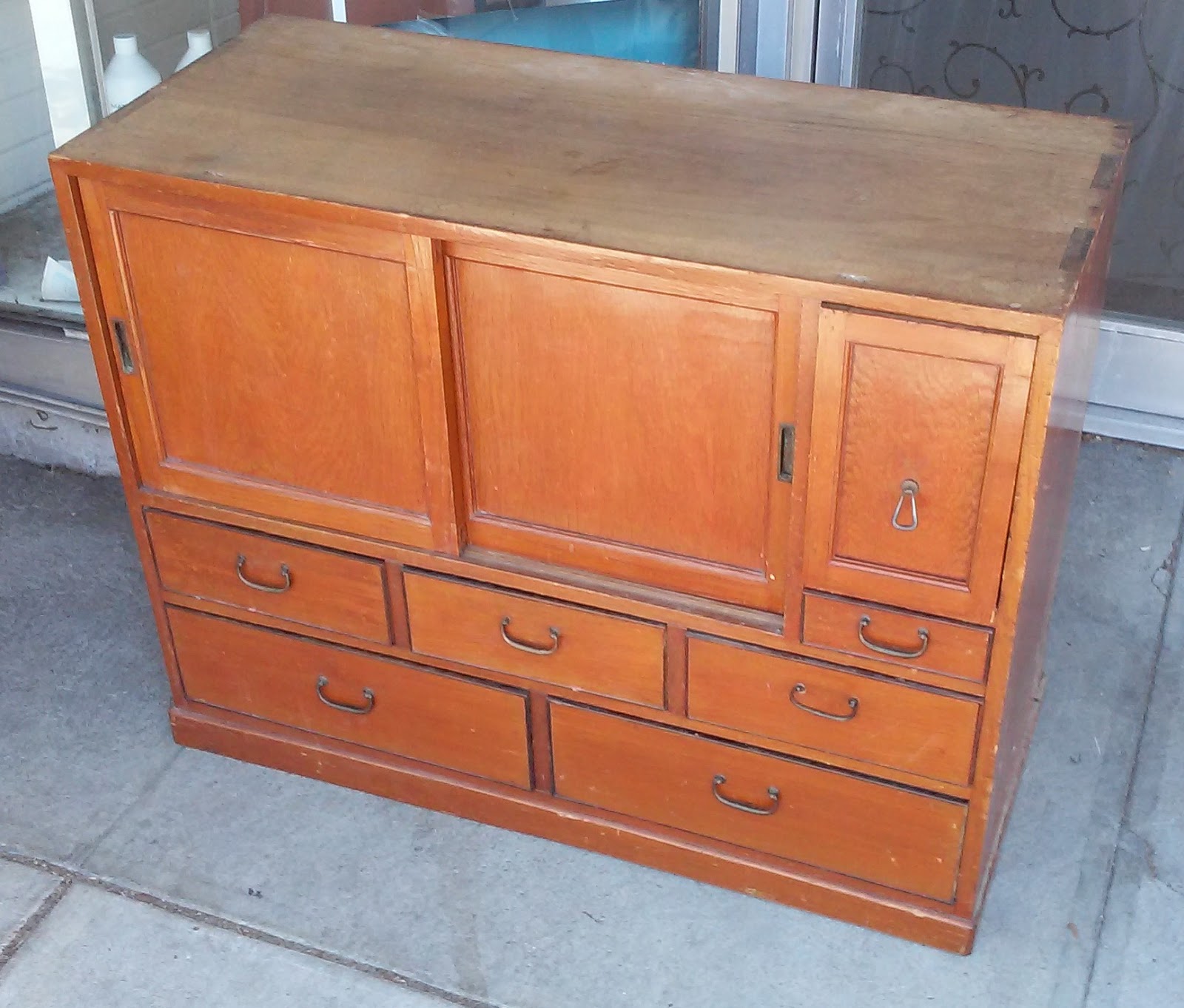 UHURU FURNITURE & COLLECTIBLES SOLD 3474 3' Wide Vintage Fruitwood