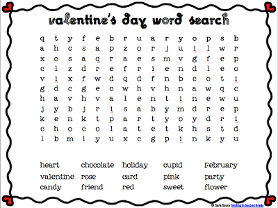 5 Free Easy Valentine Word Search printable