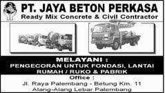 PT. JAYA BETON PERKASA [ Batching Plant Palembang ]: Beton Readymix