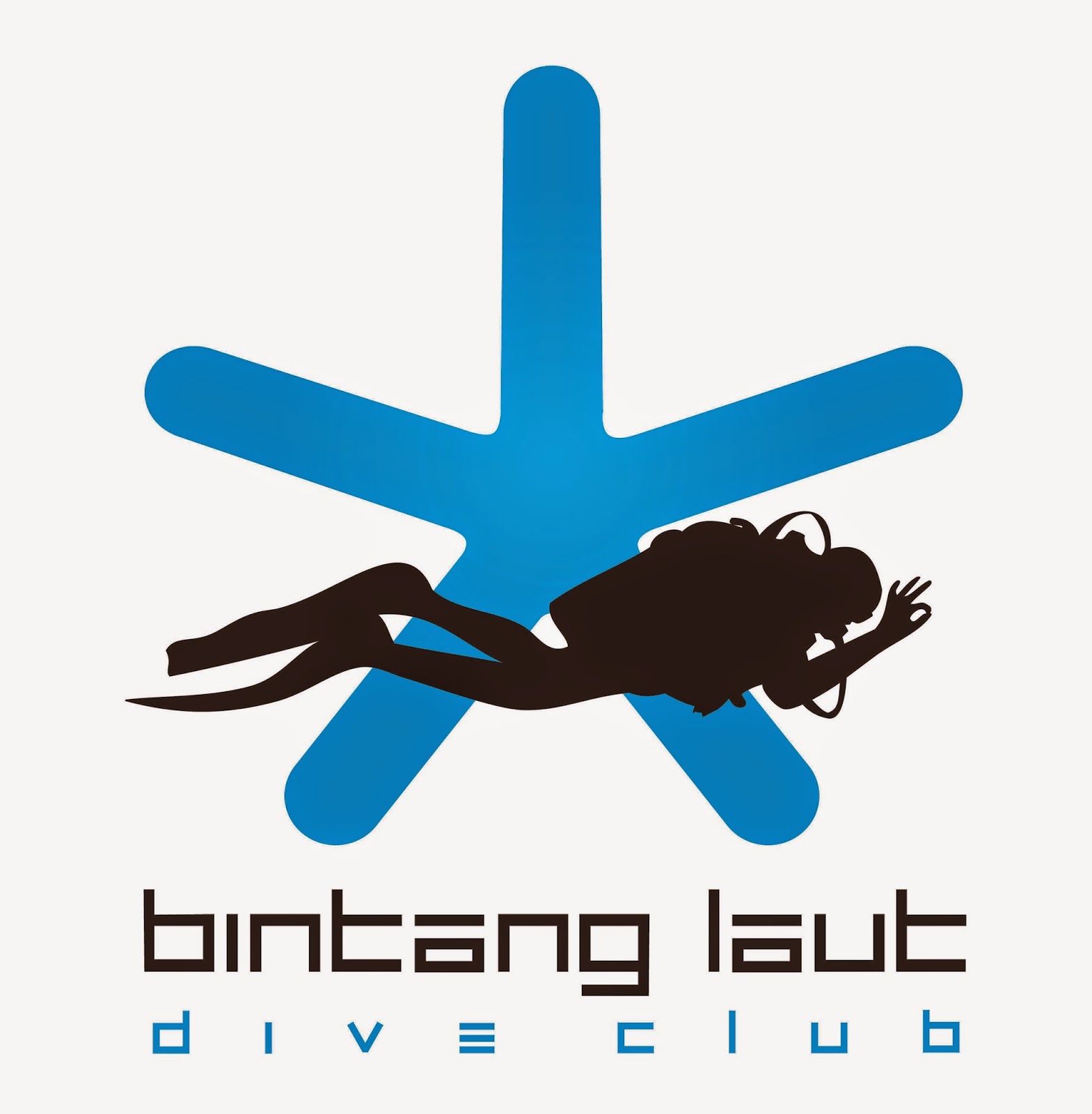 Bintang Laut Logo Logogram Combines Starfish Symbol Silhouette Scuba Diver