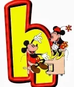 Lindo alfabeto de Mickey y Minnie tocando el piano H.