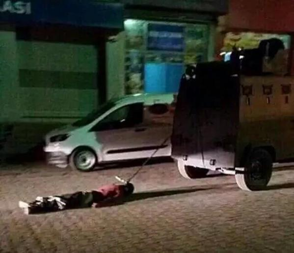 Φρίκη… Όχημα της τουρκικής αστυνομίας έσυρε στους δρόμους το πτώμα νεκρού Κούρδου αντάρτη