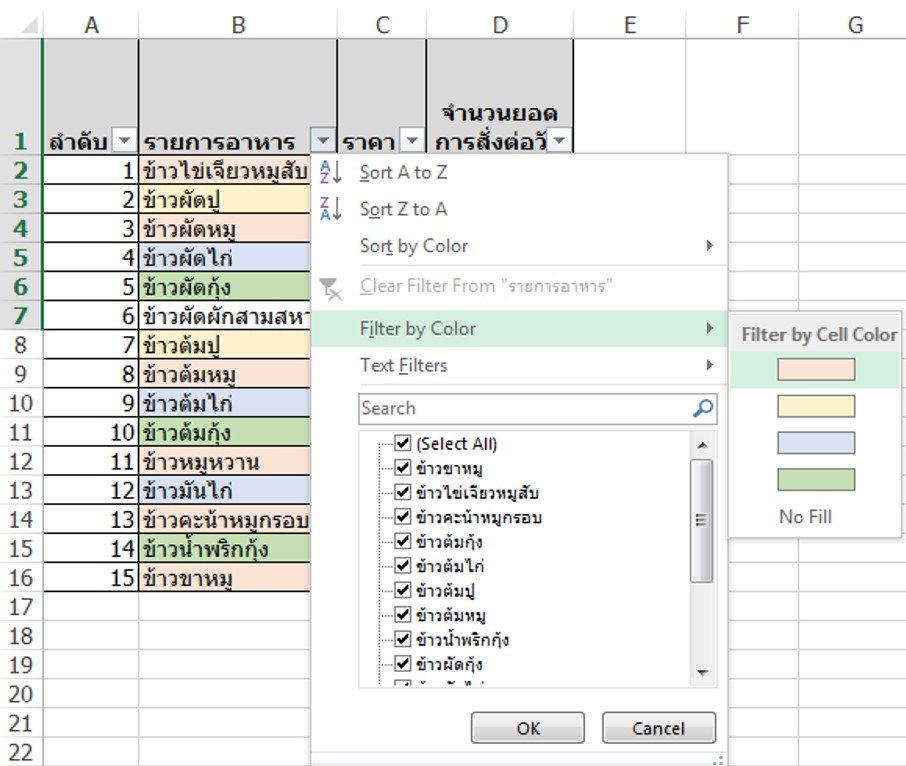 การกรองข้อมูล (Filter) ใน Excel Computer Knowledge