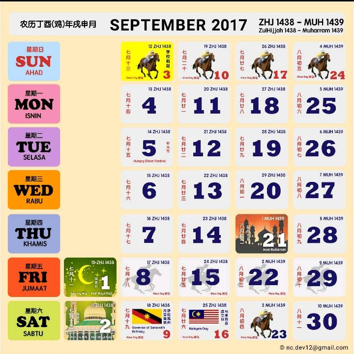 Kalendar Kuda 2017 Malaysia Dan Senarai Cuti Panjang ...