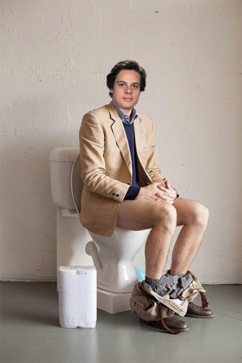 Nude guy on toilet — 1