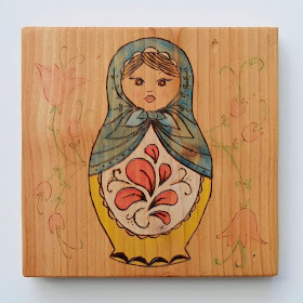 Matryoshka wood burning and watercolor project, Over The Apple Tree