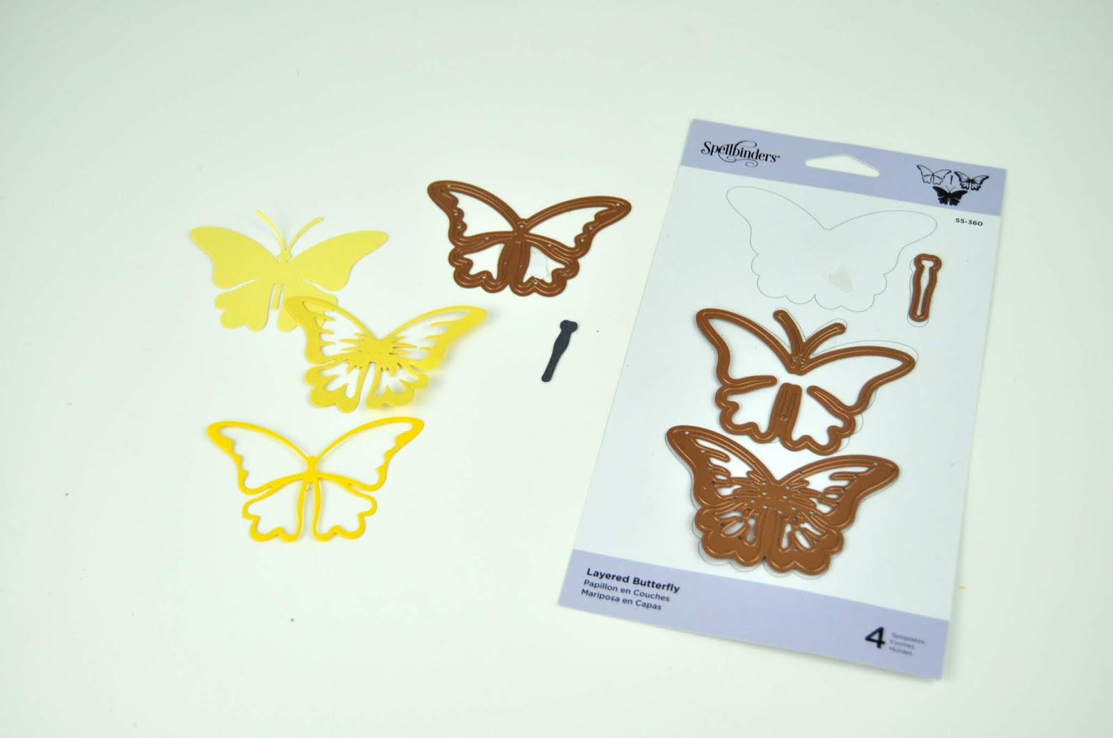 Spellbinders Exclusive Indie Die collection. Jen Gallacher die cuts a layered butterfly from different colors of cardstock using exclusive Spellbinders die sets. #diecutting #spellbinders #jengallacher #cardmaking