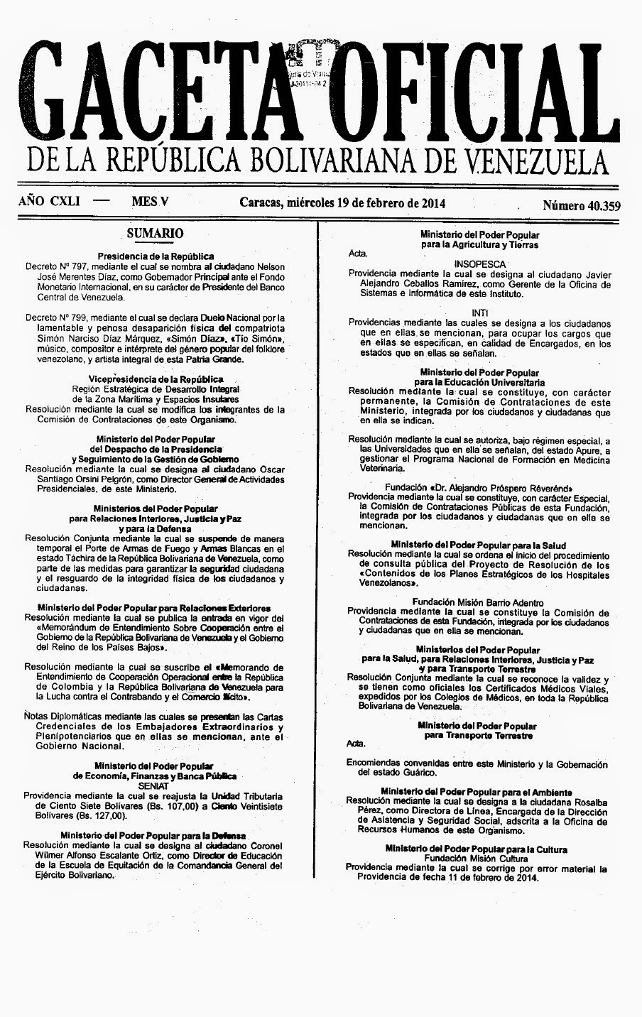 Aumento Cesta Ticket 2014 Gaceta Oficial LA INFORMACION INTERNACIONAL