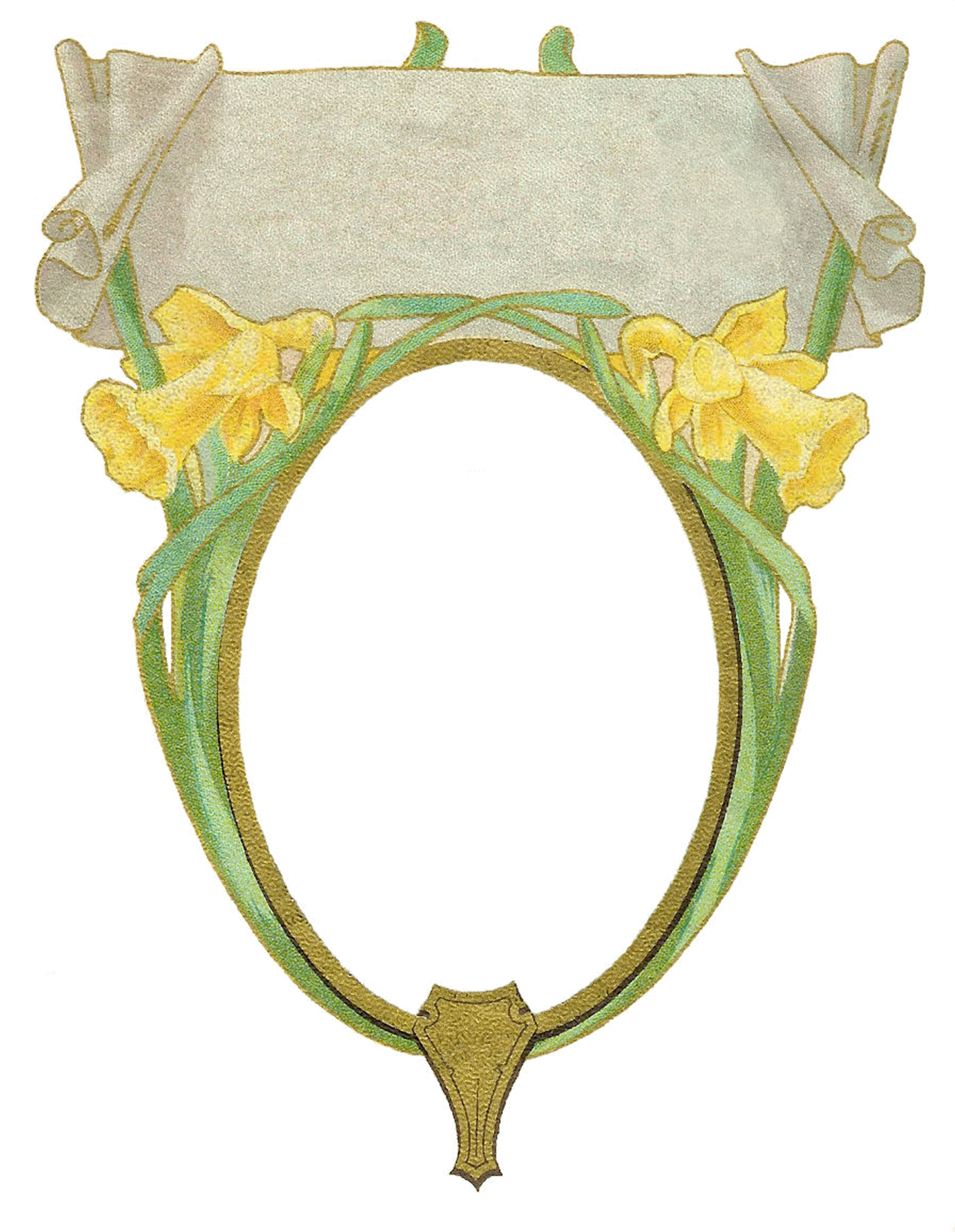 Antique Images: Free Vintage Frame Graphic: Circle Frame with Yellow