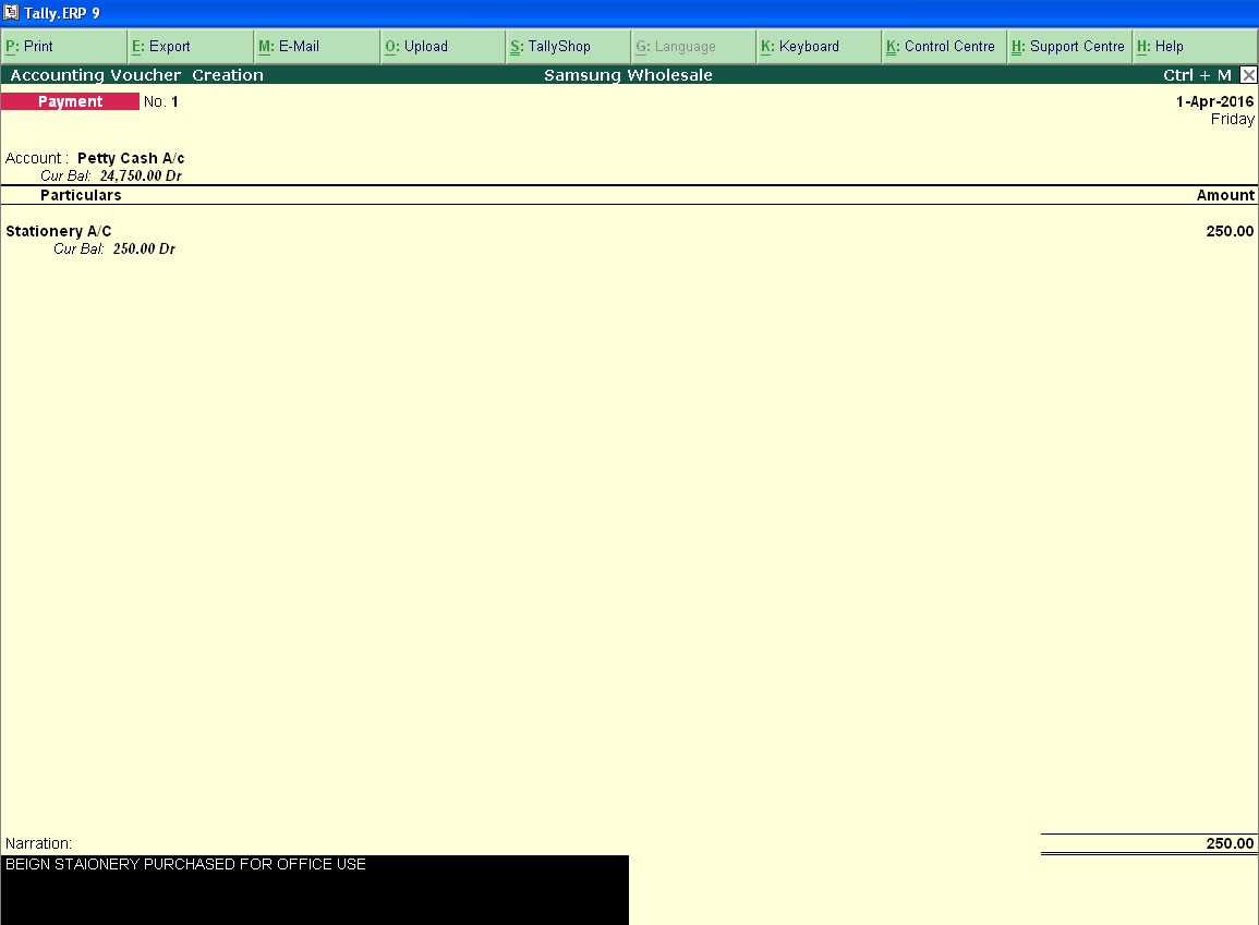 TALLY LEARNING CLASS PETTY CASH ENTRY IN TALLY ERP .9