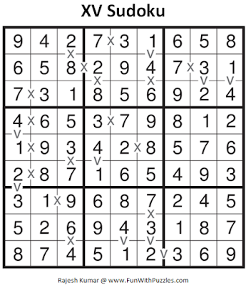 XV Sudoku (Daily Sudoku League #126) Solution