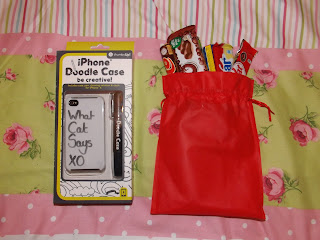 Doodle phone case and chocolates