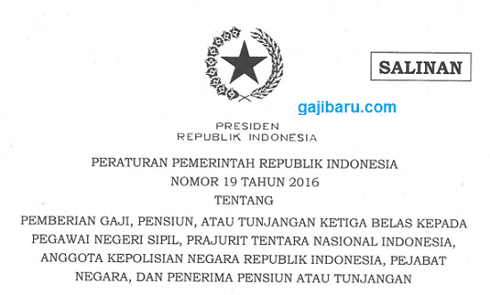 Pp Gaji 14 Pns Tni Dan Polri Tahun 2016 Telah Terbit Gaji 14 Dan 13 Cair Gajibaru Com