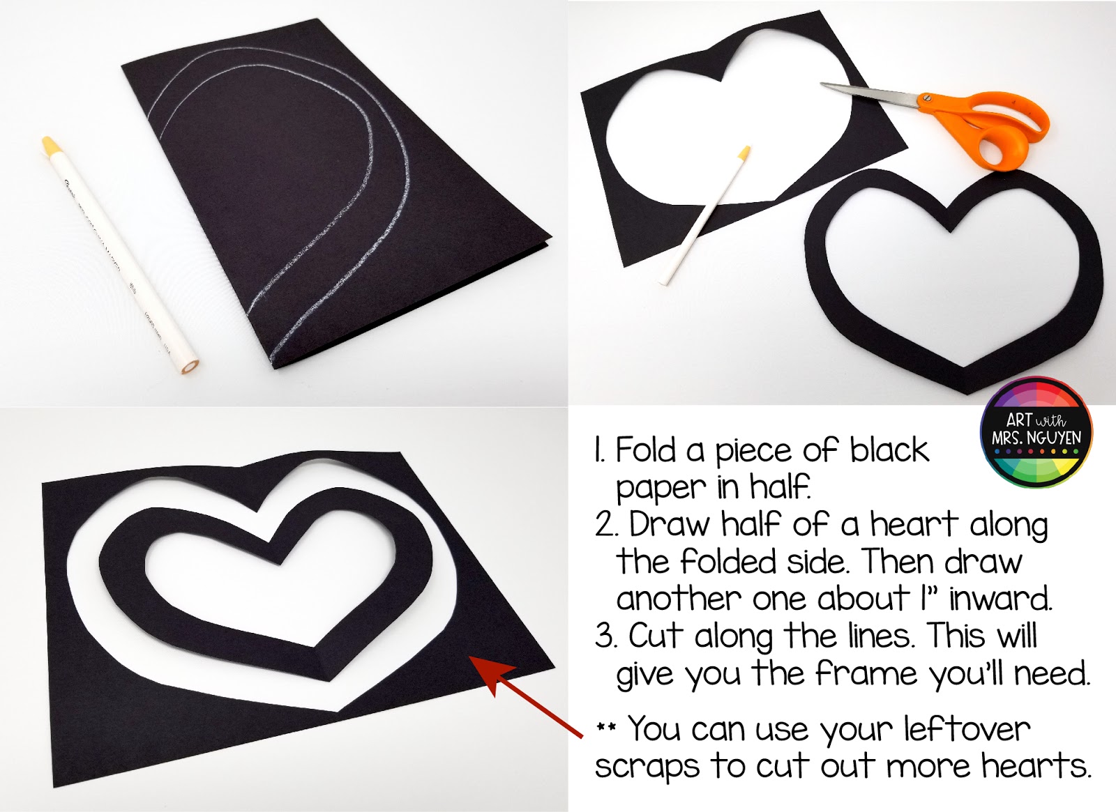 Tissue Paper 'Stained Glass' Hearts Art with Mrs. Nguyen