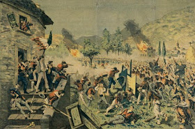 A scene from the Battle of Mentana, part of the 1867 assault on Rome in which Fortis fought under Garibaldi