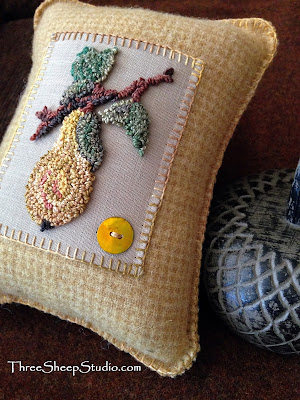 Golden Pear Charm Cushion by Rose Clay at ThreeSheepStudio.com Golden Pear Charm Cushion by Rose Clay at ThreeSheepStudio.com