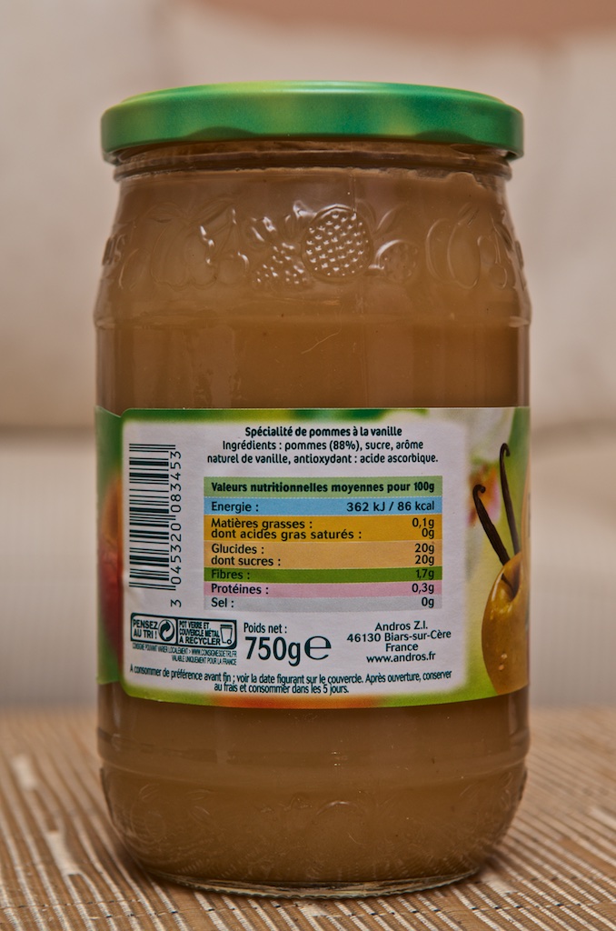Compote Pomme Vanille (750g) par Andros