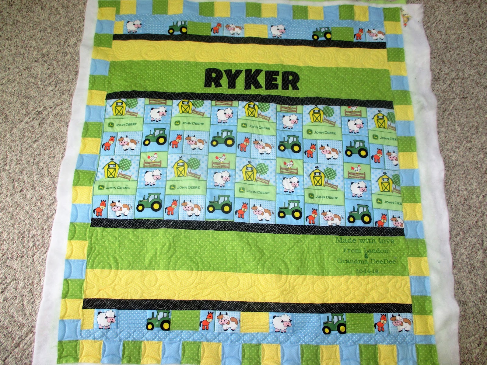 Down To Sew Tractor baby quilt