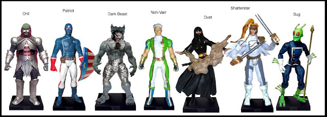 <b>Wave 11</b>: Ord, Patriot, Dark Beast, Noh Varr (Marvel Boy), Dust, Shatterstar and Bug