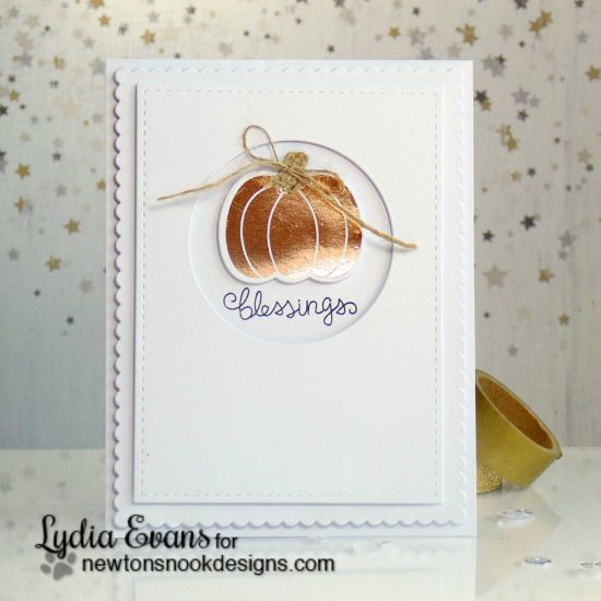 foiled pumpkin card by Lydia Evans | Pick-a-Pumpkin stamp set by Newton's Nook Designs #newtonsnook #pumpkin