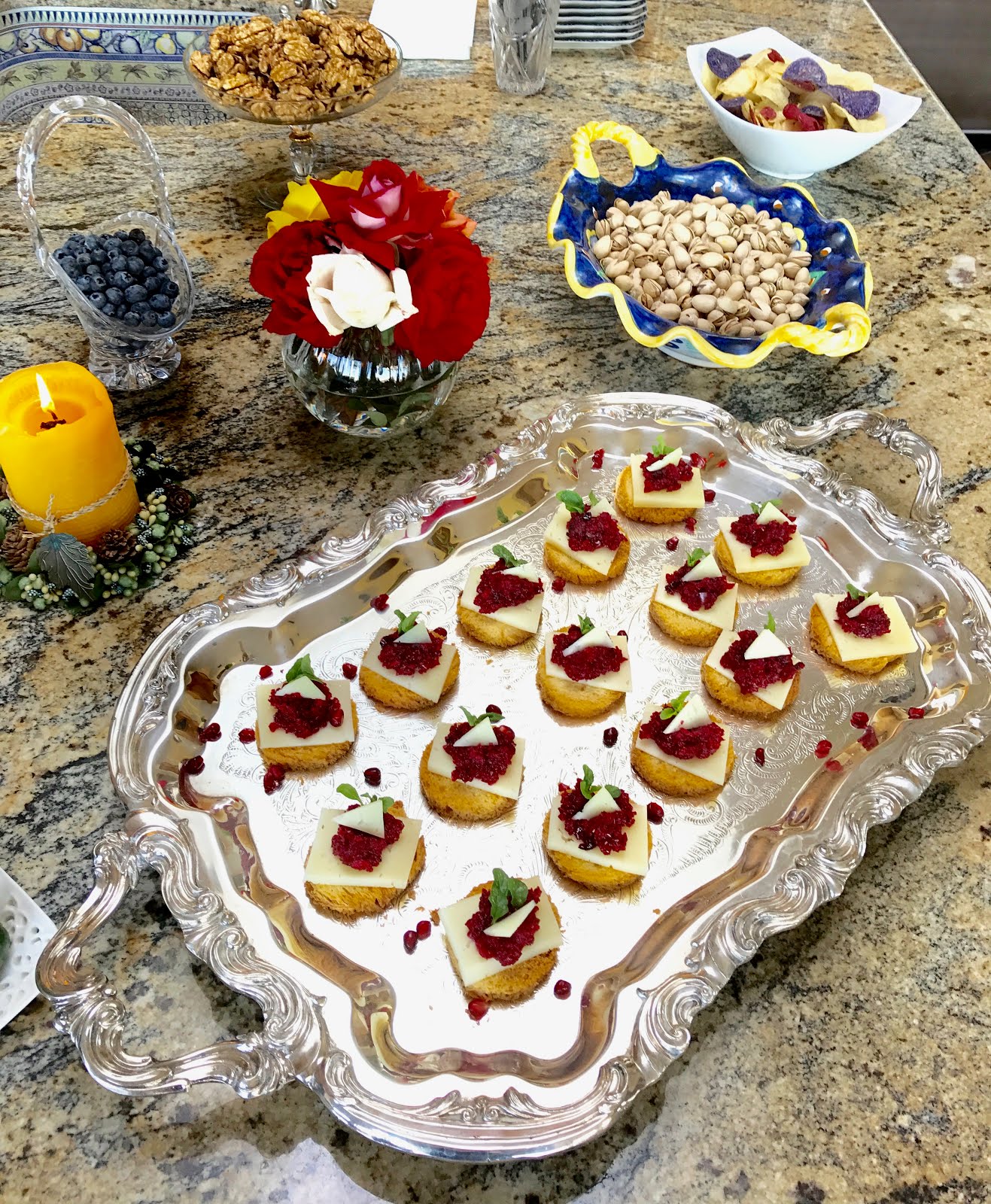 Pomegranate Salsa And Goat Cheese Appetizer Bites