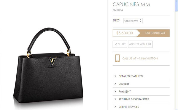 5.600 USD (khoảng 120 triệu đồng) là giá của chiếc túi xách Louis Vuitton dòng Capucines.