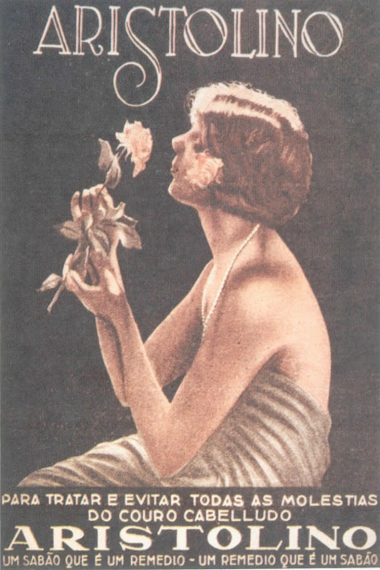 Propaganda do sabão Aristolino veiculada nos anos 20 e suas propriedades terapêuticas.