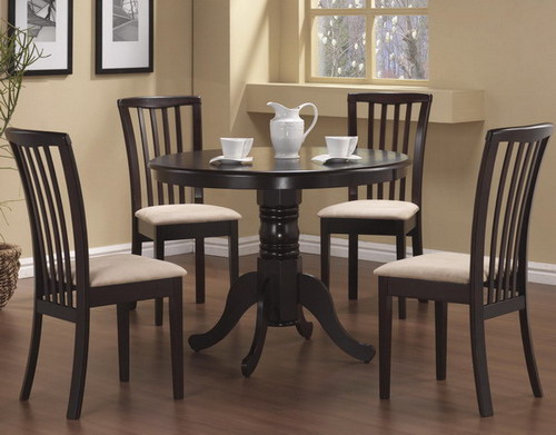 Round Single Pedestal Black Dinging Table Design 