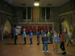 beaver scouts christmas party in church hall bluebird beaver scout lining up children for christmas presents