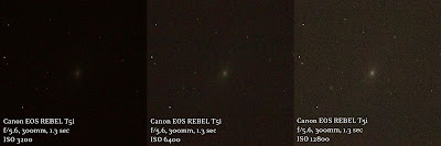 Andromeda (M31) shot at ISO 3200, 6400, and 12800