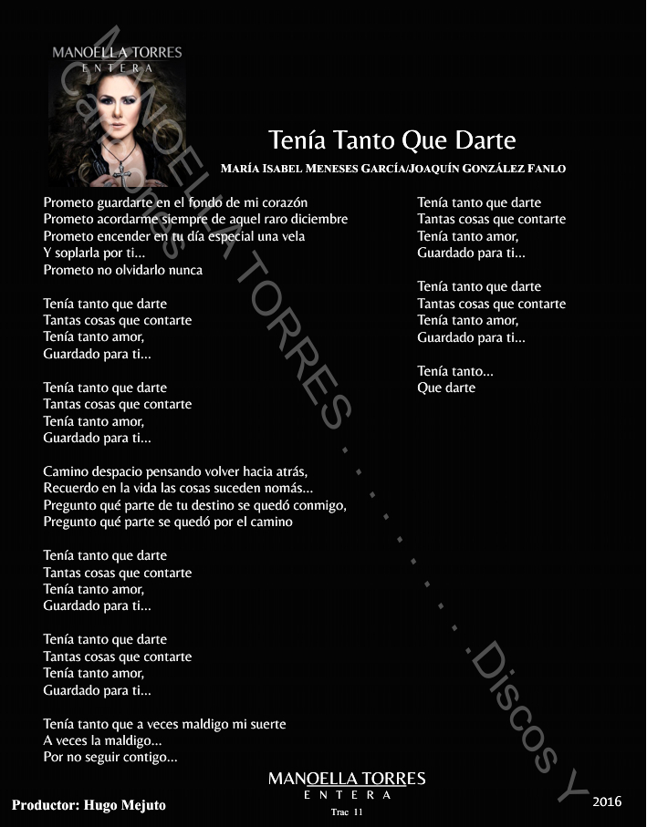 MANOELLA TORRES . . . . . . . . . .Discos Y Canciones: Tenía Tanto Que