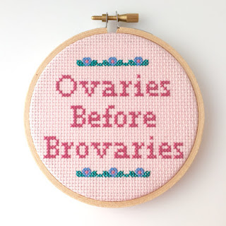 ovaries before brovaries galentine's day embroidery ring