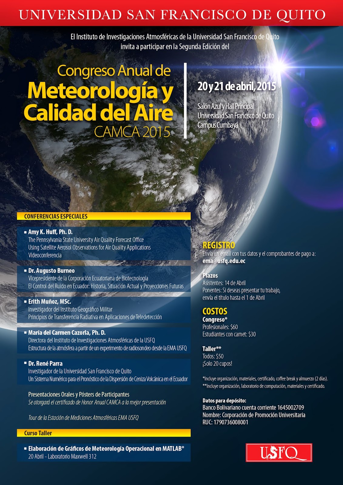 Congreso Anual de Meteorología y Calidad del Aire CAMCA 2015, 20 y 21 de Abril