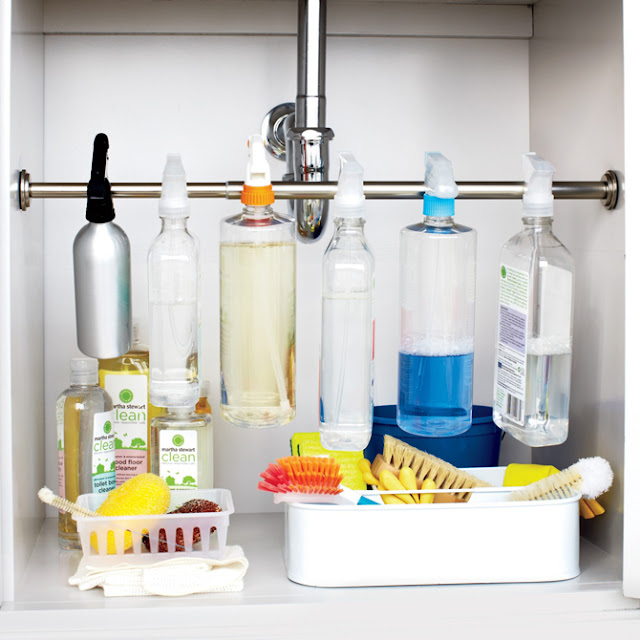 Maximize under the cabinet storage with a tension rode
