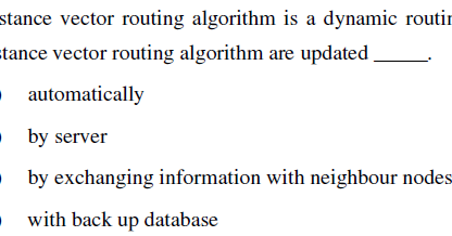 COMPUTER SCIENCE MCQS: Distance vector routing algorithm is a dynamic ...
